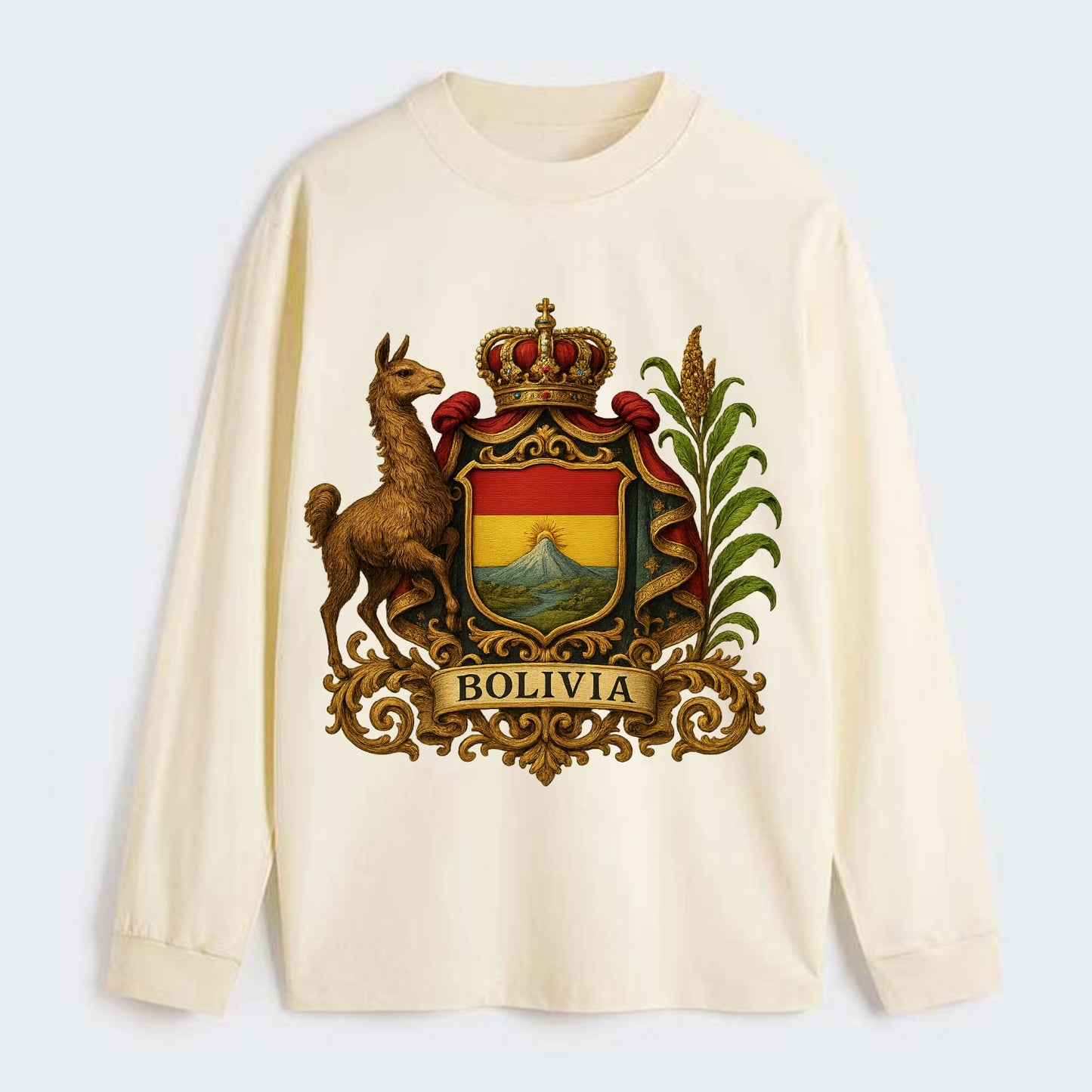 Bolivia Royal Logo  - Classic Long Sleeve Shirt - Beige