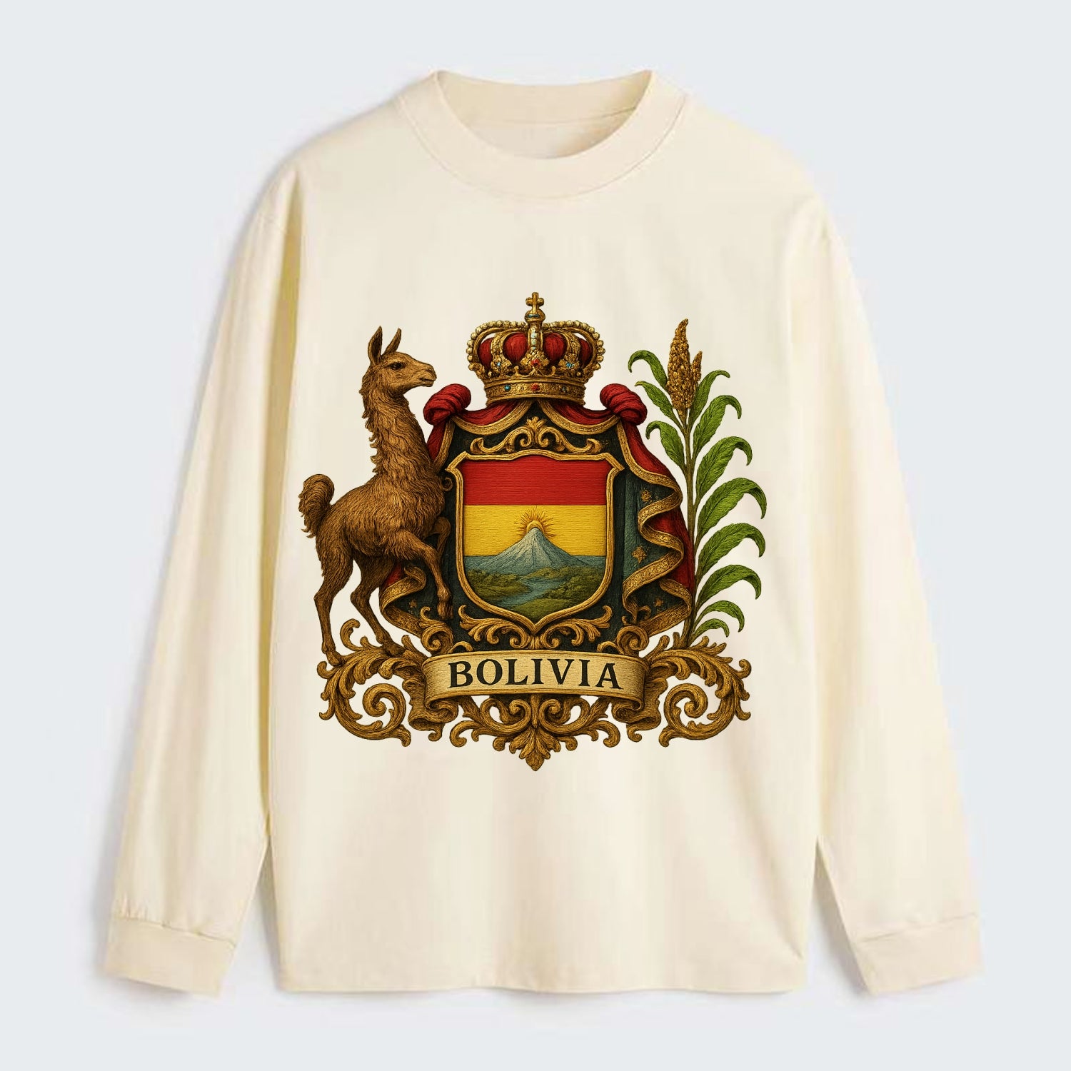 Bolivia Royal Logo  - Classic Long Sleeve Shirt - Beige