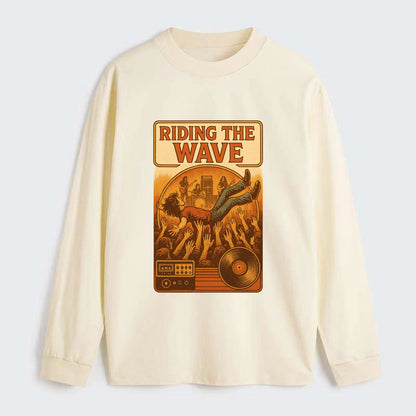 Crowd surfing at packed concert - "Riding the Wave" - concert energy - Classic Long Sleeve Shirt - Beige