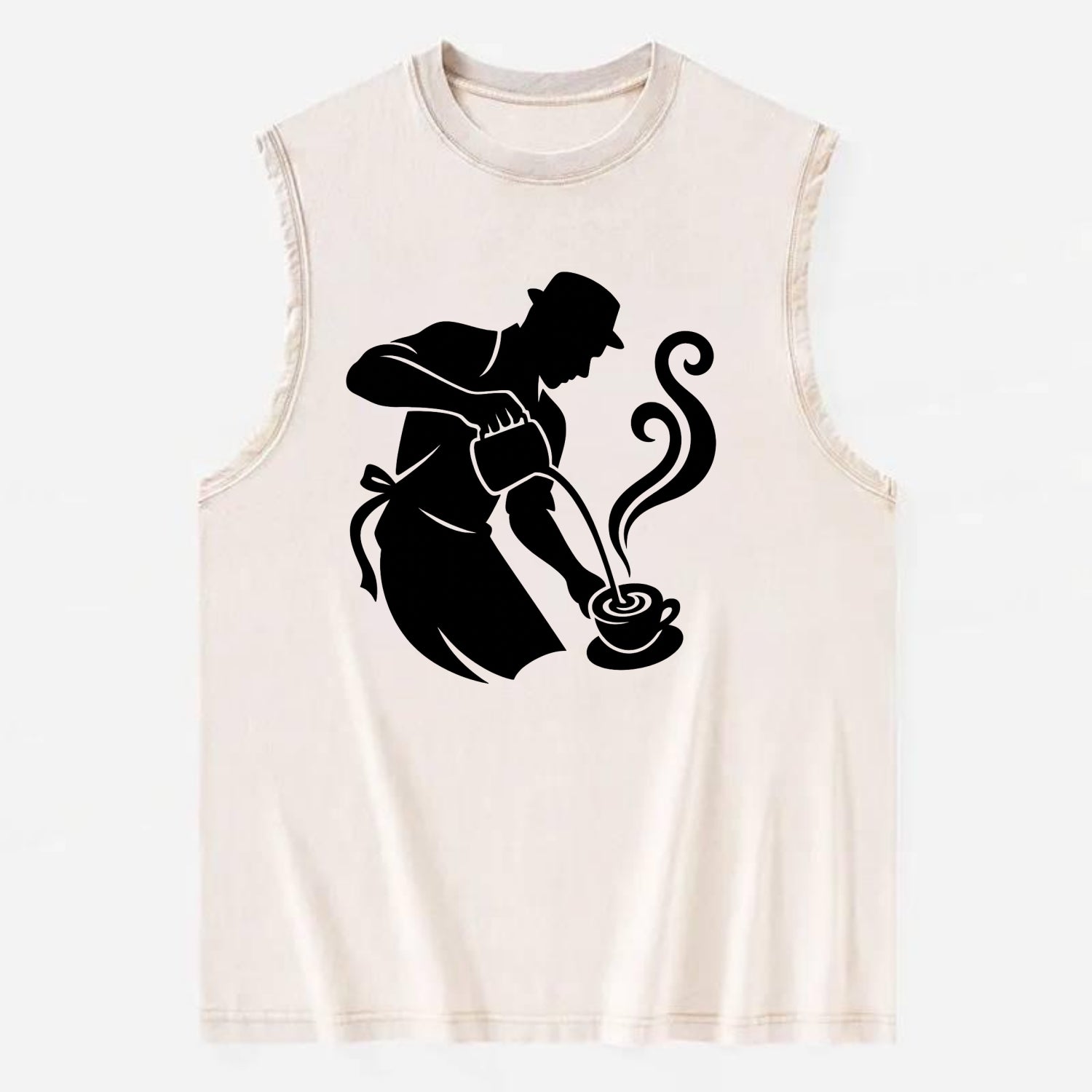 Barista creating latte art - Vintage Washed Tank - Beige