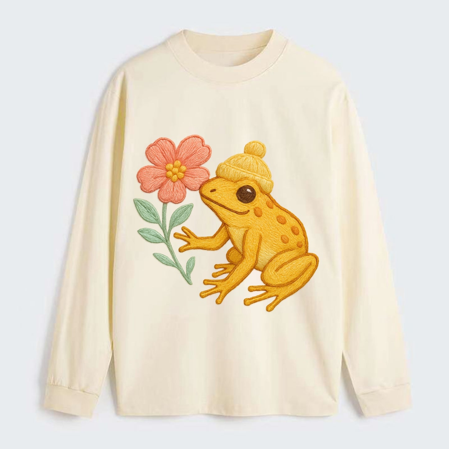 Yellow Dart Frog - Classic Long Sleeve Shirt - Beige