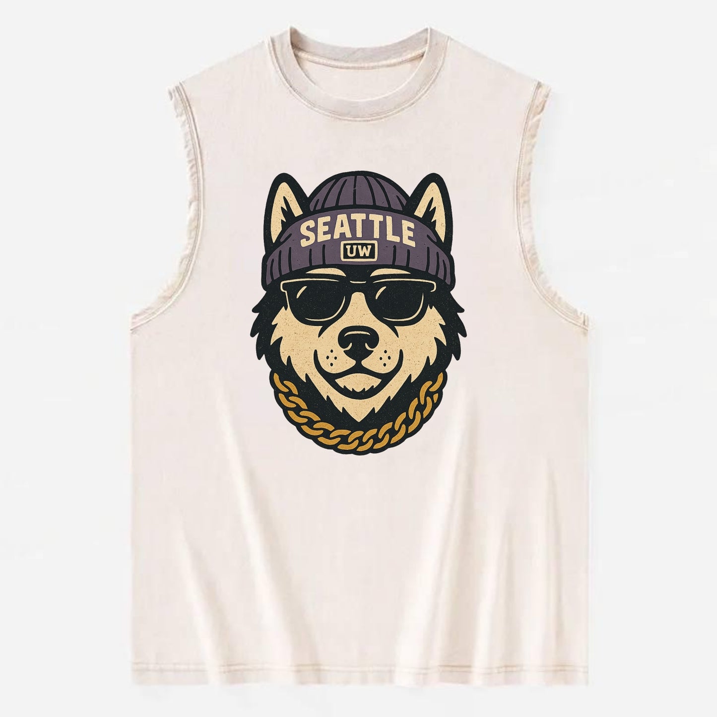 Seattle Husky - Vintage Washed Tank - Beige