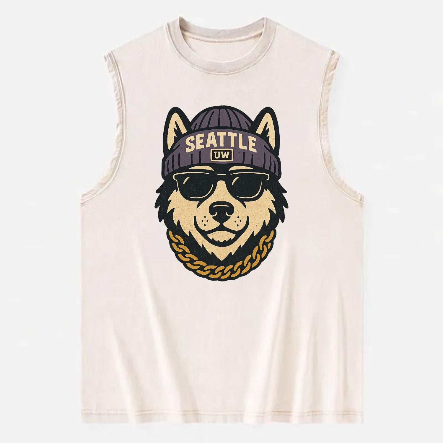Seattle Husky - Vintage Washed Tank - Beige