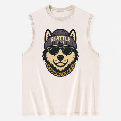 Seattle Husky - Vintage Washed Tank - Beige