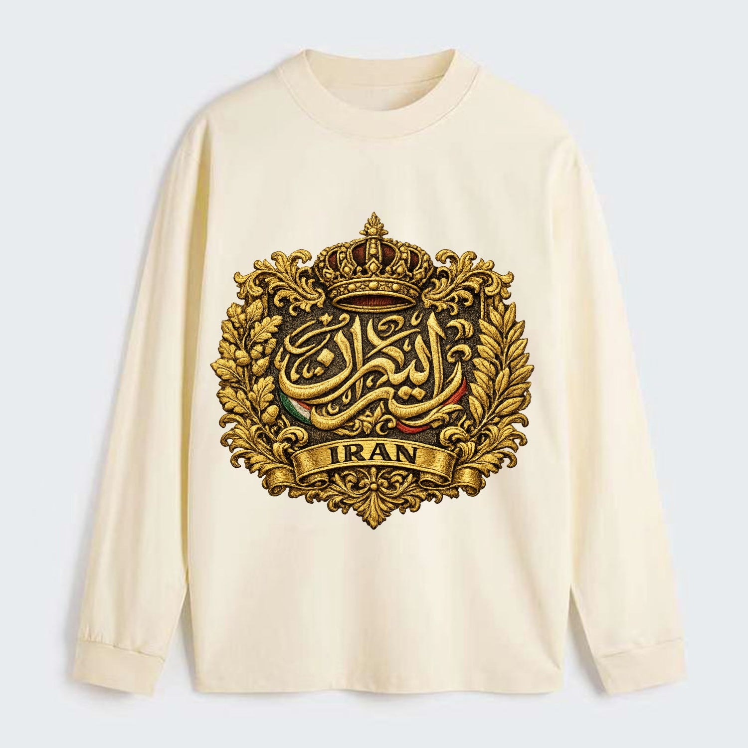 Iran Persian Calligraphy Crest - Classic Long Sleeve Shirt - Beige