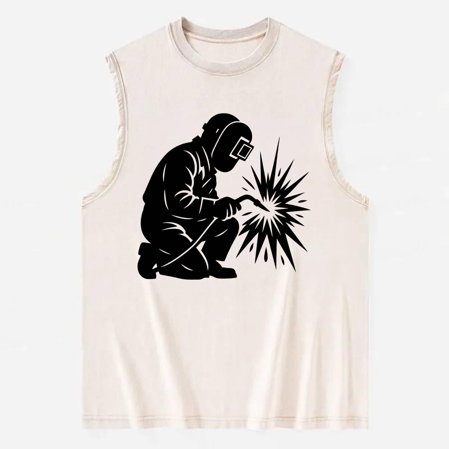 Welder sparks flying dramatically - Vintage Washed Tank - Beige
