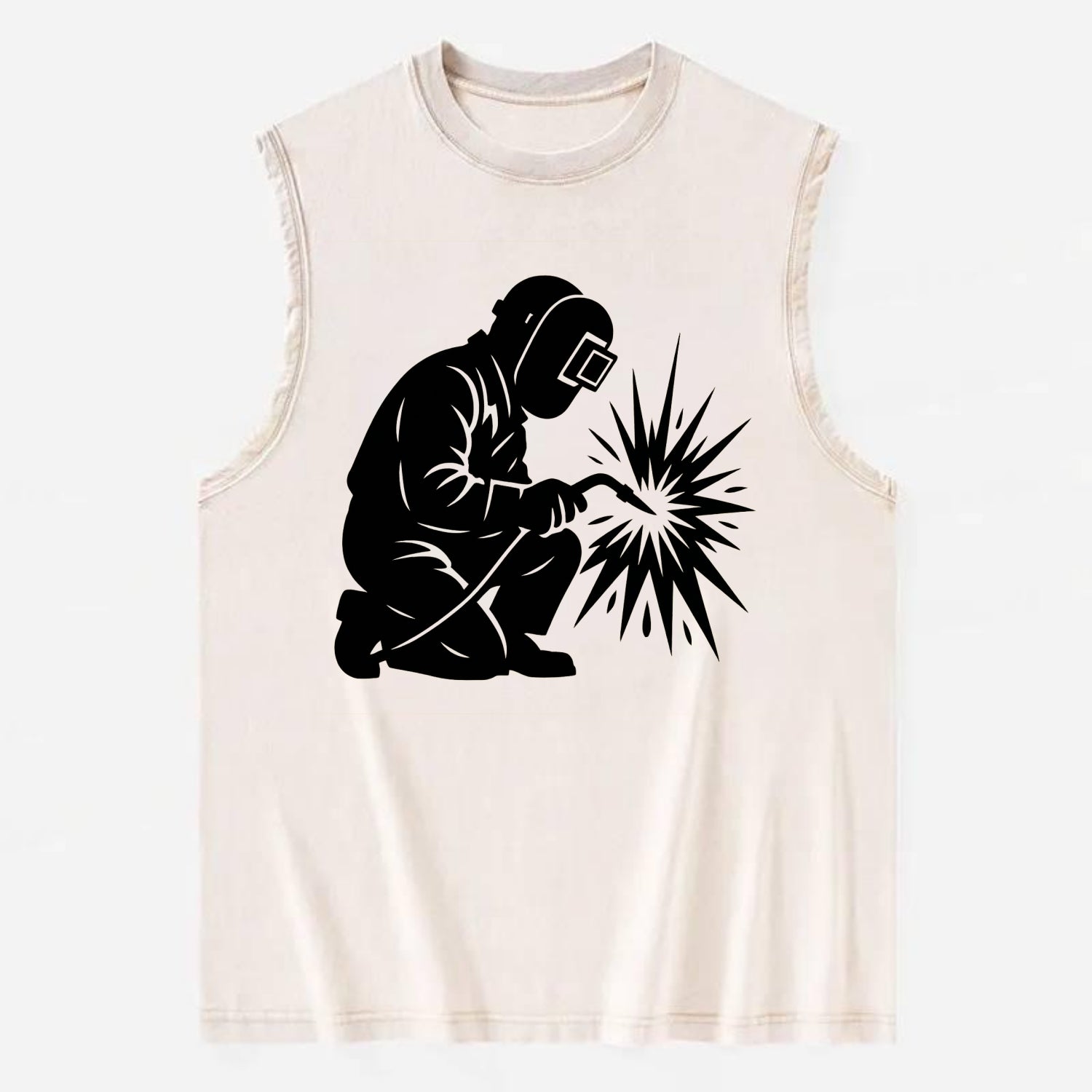 Welder sparks flying dramatically - Vintage Washed Tank - Beige