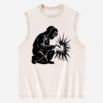 Welder sparks flying dramatically - Vintage Washed Tank - Beige