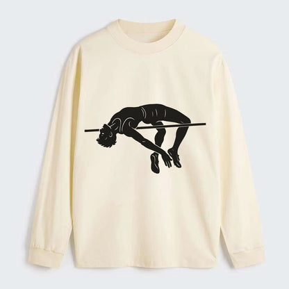 High jumper arching over bar - Classic Long Sleeve Shirt - Beige