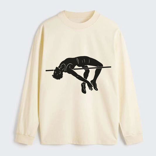 High jumper arching over bar - Classic Long Sleeve Shirt - Beige