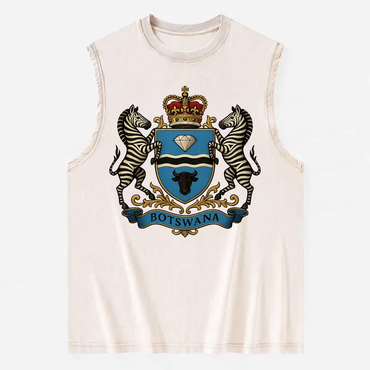 Botswana Heritage Badge  - Vintage Washed Tank - Beige
