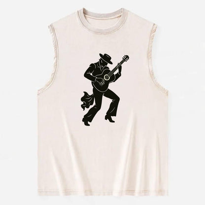 Flamenco guitarist dramatic pose - Vintage Washed Tank - Beige