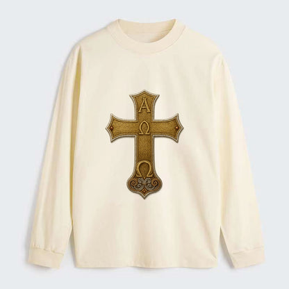 Alpha Omega Cross  - Classic Long Sleeve Shirt - Beige