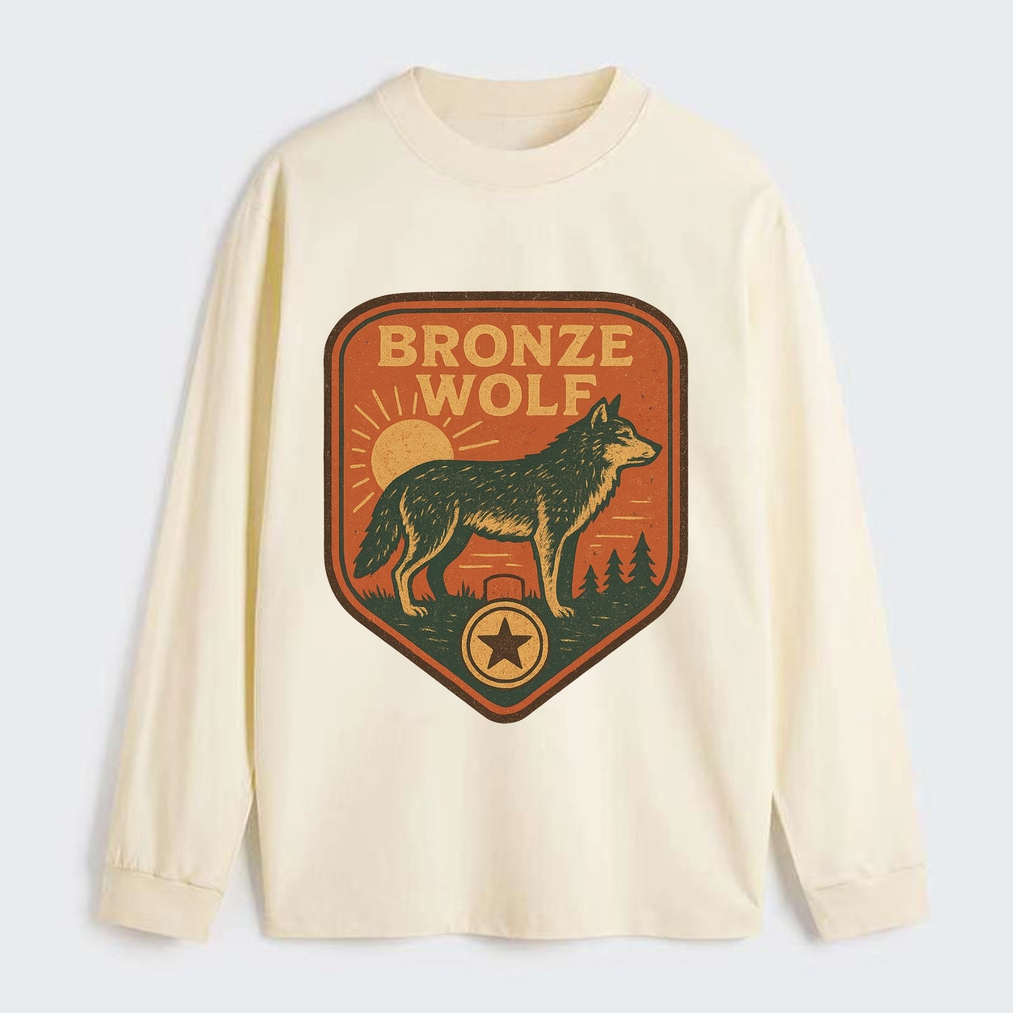 Bronze Wolf Medal  - Classic Long Sleeve Shirt - Beige