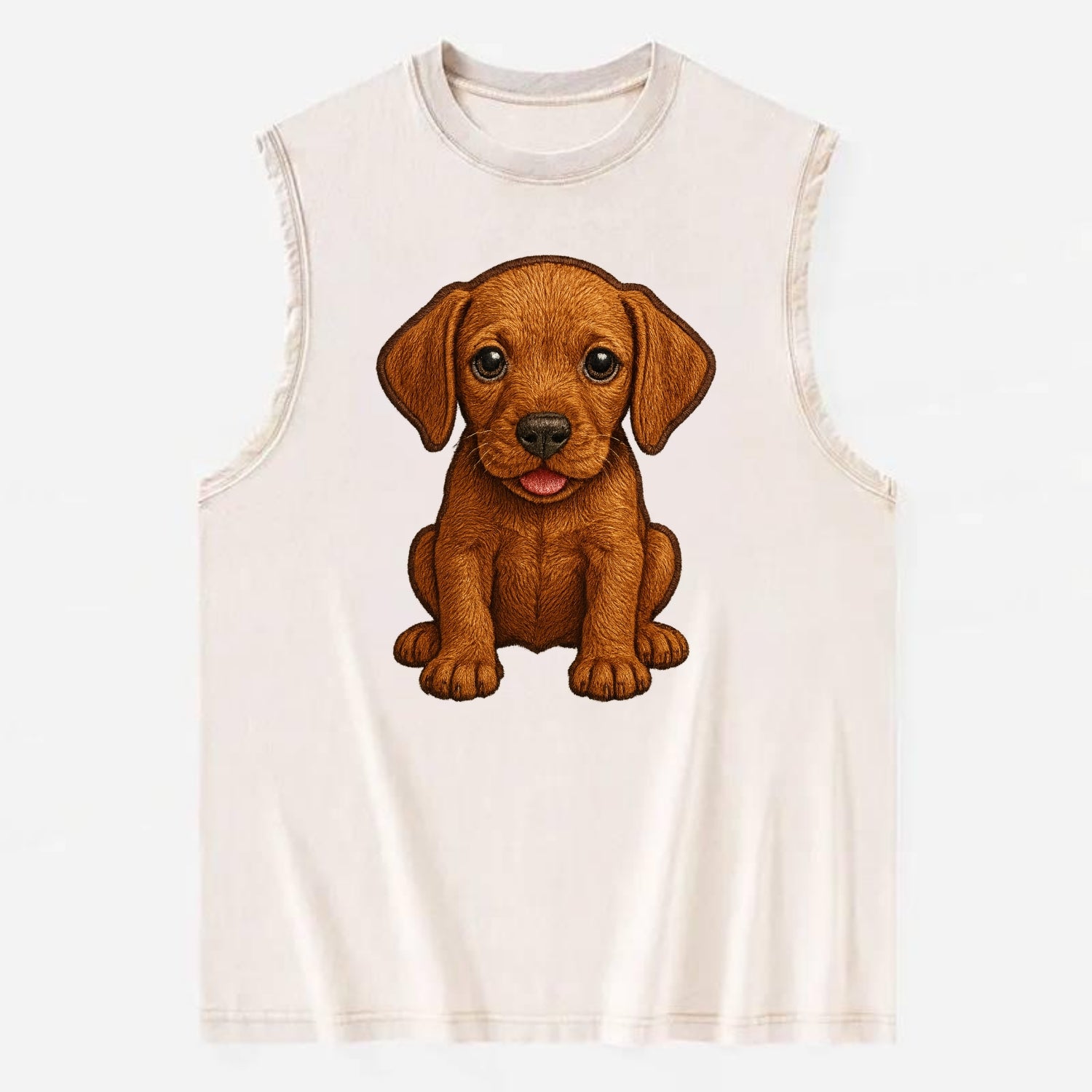 Baby Vizsla Puppy - golden rust coat, soulful eyes, athletic build, - Vintage Washed Tank - Beige