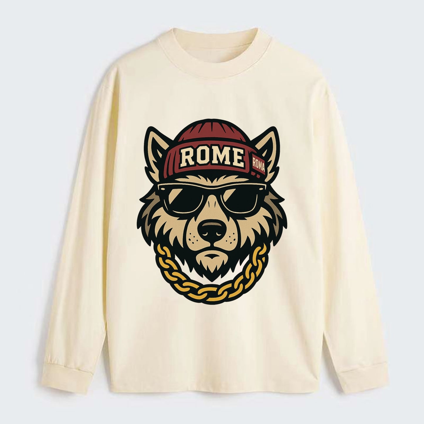 Rome Wolf - Classic Long Sleeve Shirt - Beige