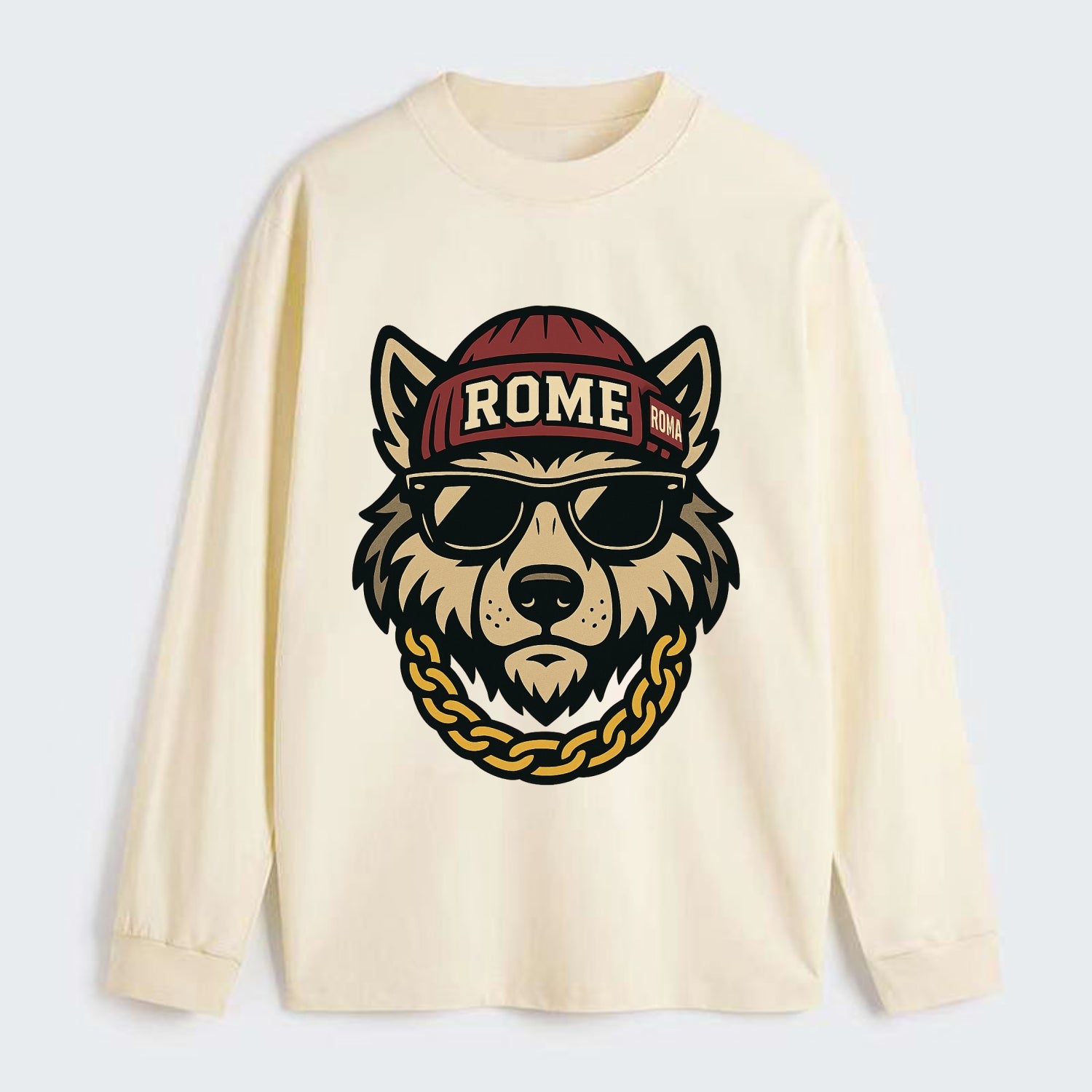 Rome Wolf - Classic Long Sleeve Shirt - Beige
