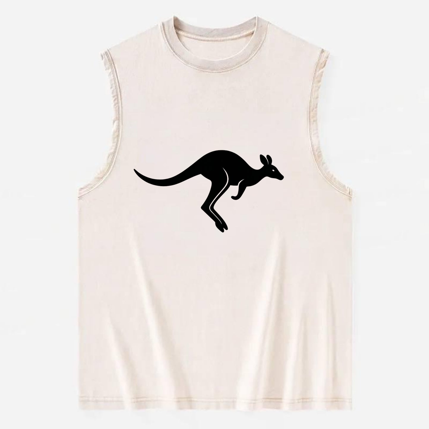Kangaroo leaping across outback - Vintage Washed Tank - Beige