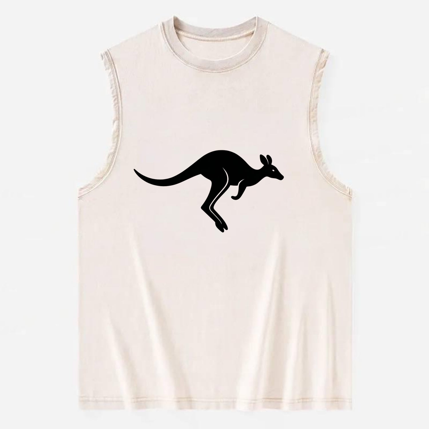 Kangaroo leaping across outback - Vintage Washed Tank - Beige