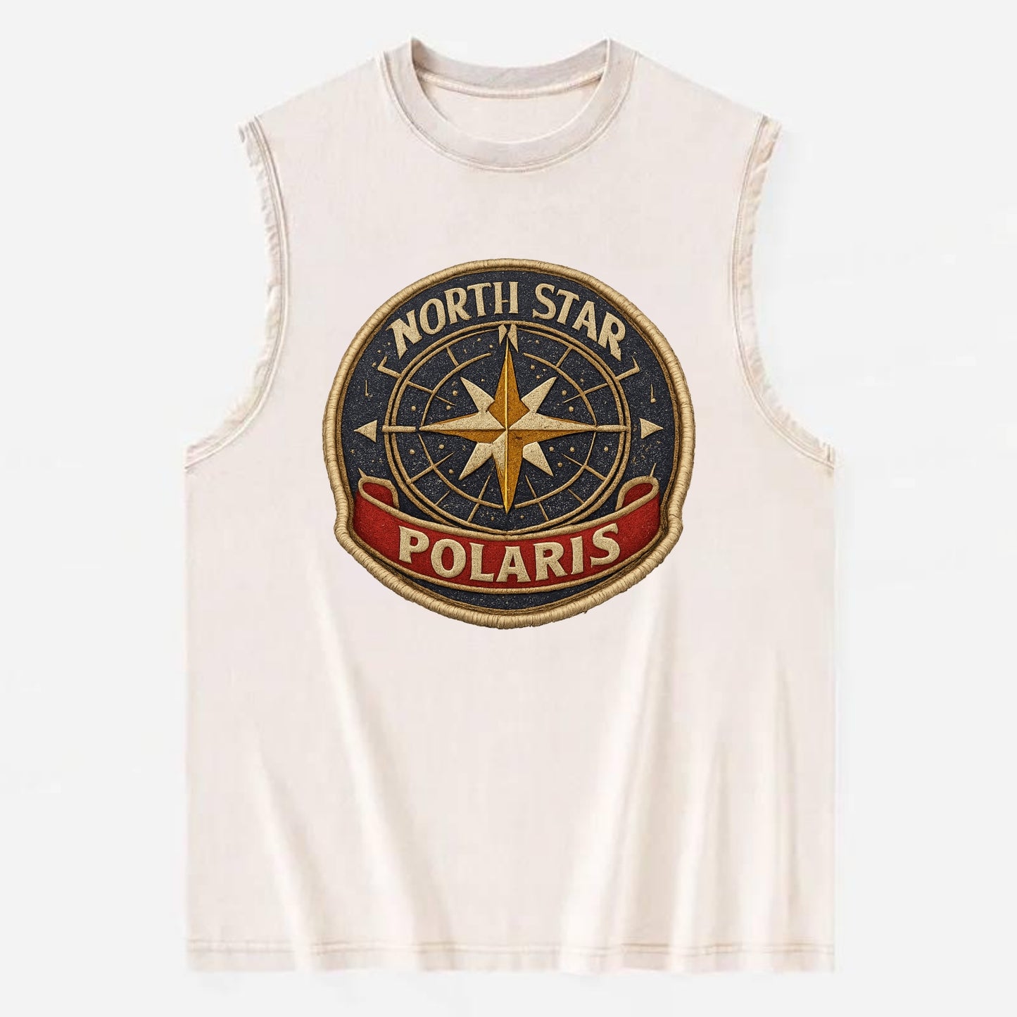 NORTH STAR POLARIS - guiding star in gold and white , navigation - Vintage Washed Tank - Beige