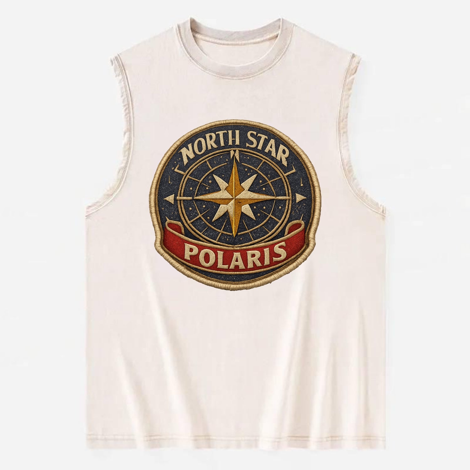 NORTH STAR POLARIS - guiding star in gold and white , navigation - Vintage Washed Tank - Beige