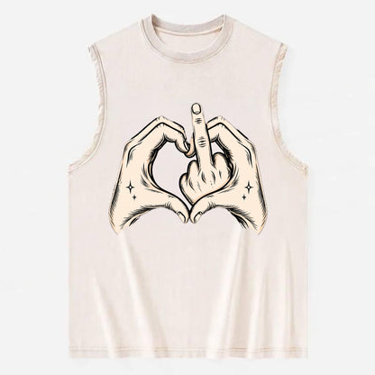 Love You Symbol - Vintage Washed Tank - Beige