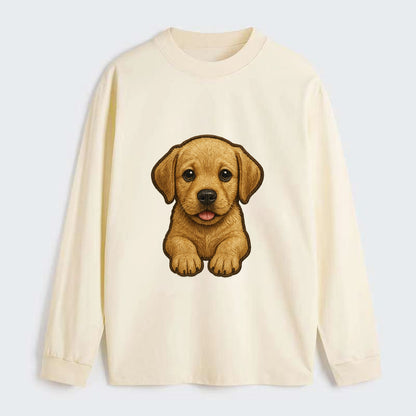 Baby Labrador Retriever Puppy - yellow/black/chocolate, soulful eyes, - Classic Long Sleeve Shirt - Beige