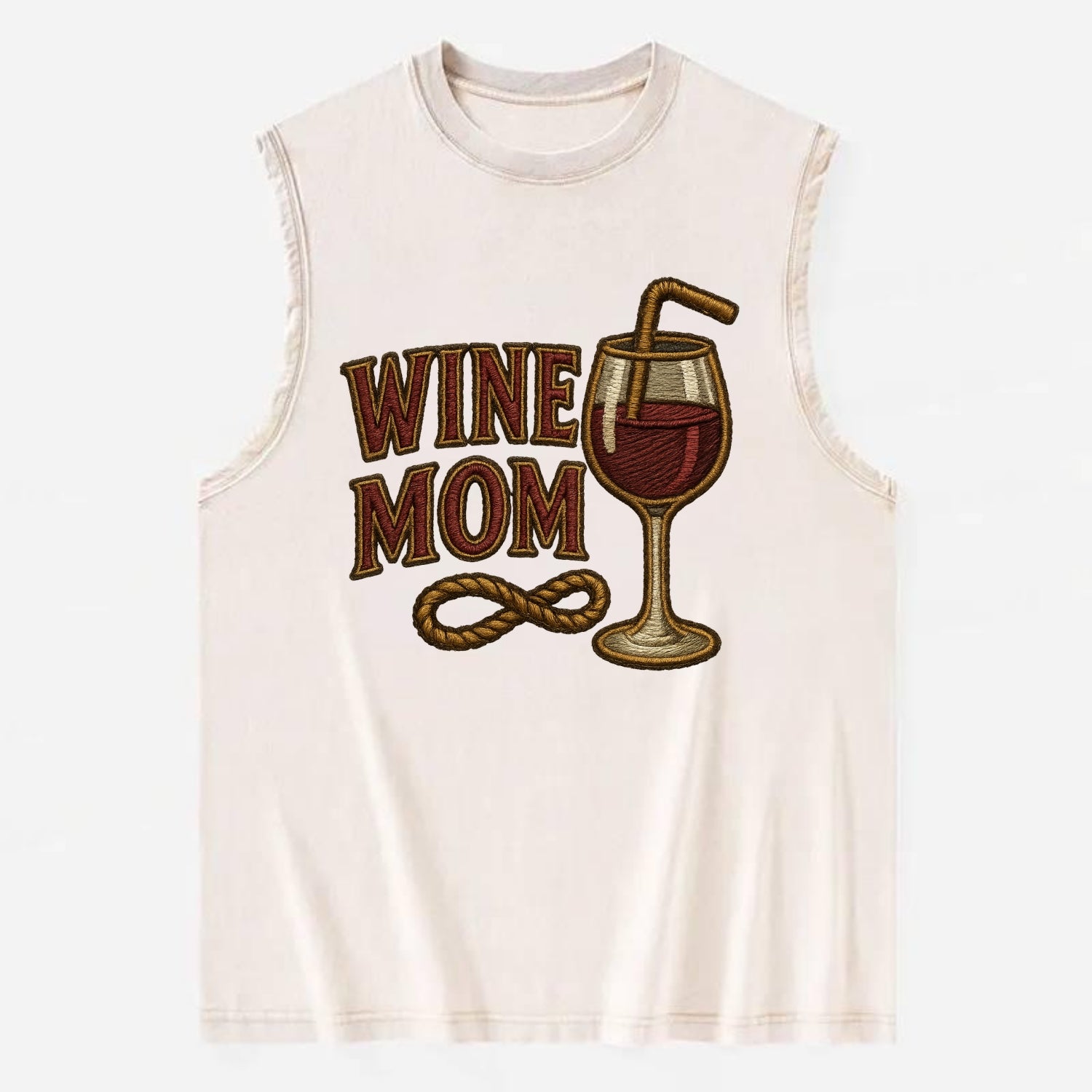 Wine Mom  - Vintage Washed Tank - Beige