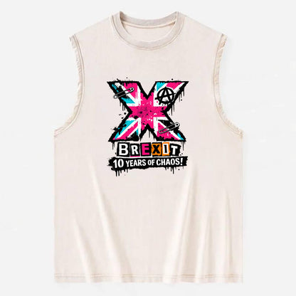 X YEARS | Roman numeral X massive | Union Jack fill pattern | Bold statement - Vintage Washed Tank - Beige