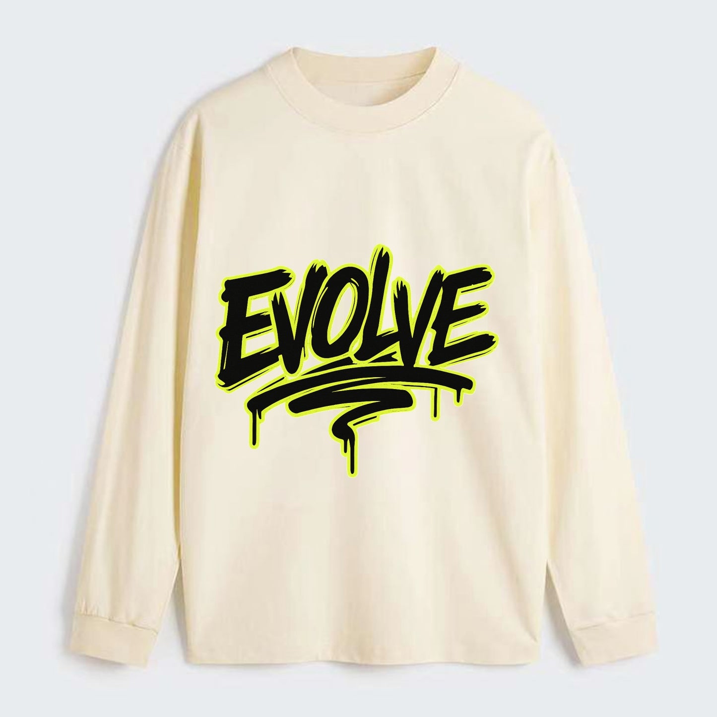 Bold typography design - "EVOLVE" - changing, becoming better - Classic Long Sleeve Shirt - Beige