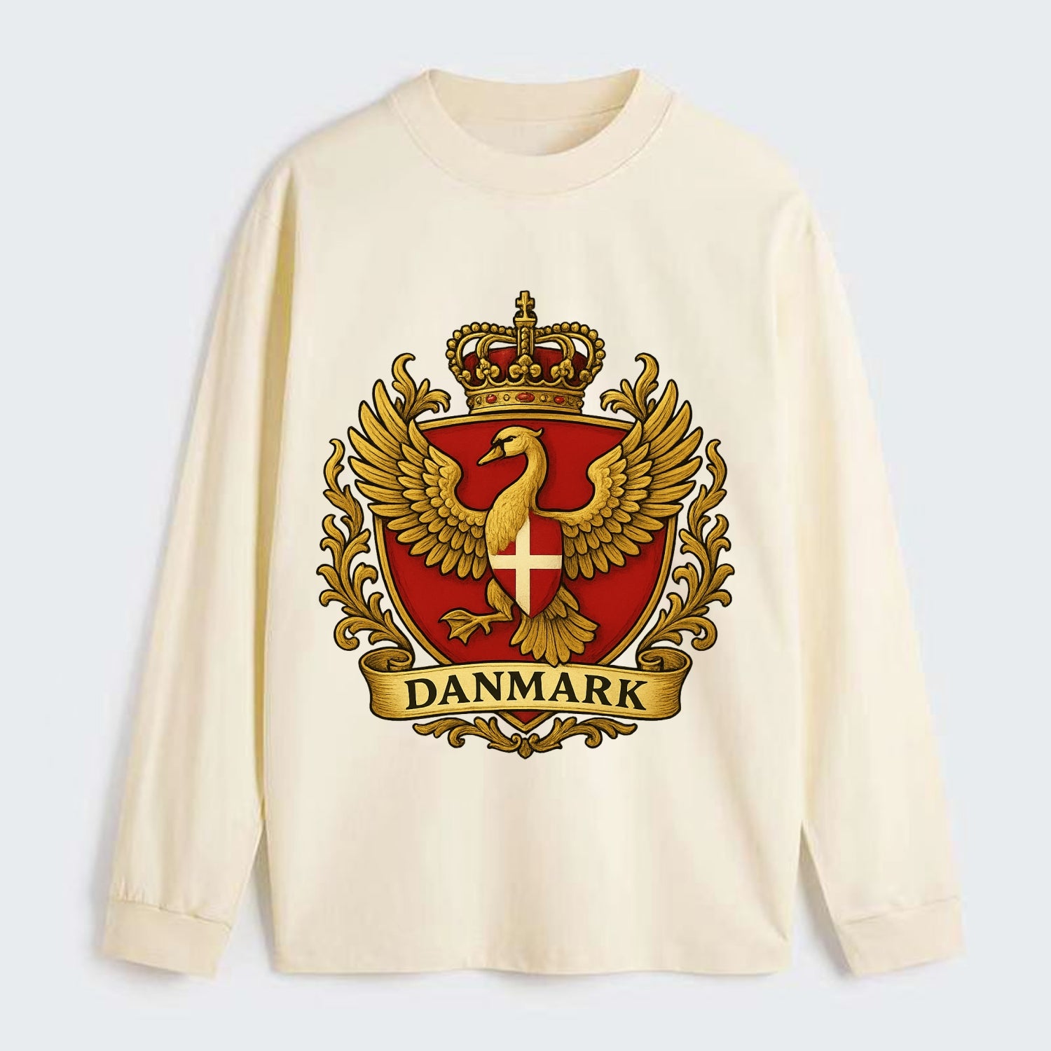 Denmark Heritage Badge - Classic Long Sleeve Shirt - Beige