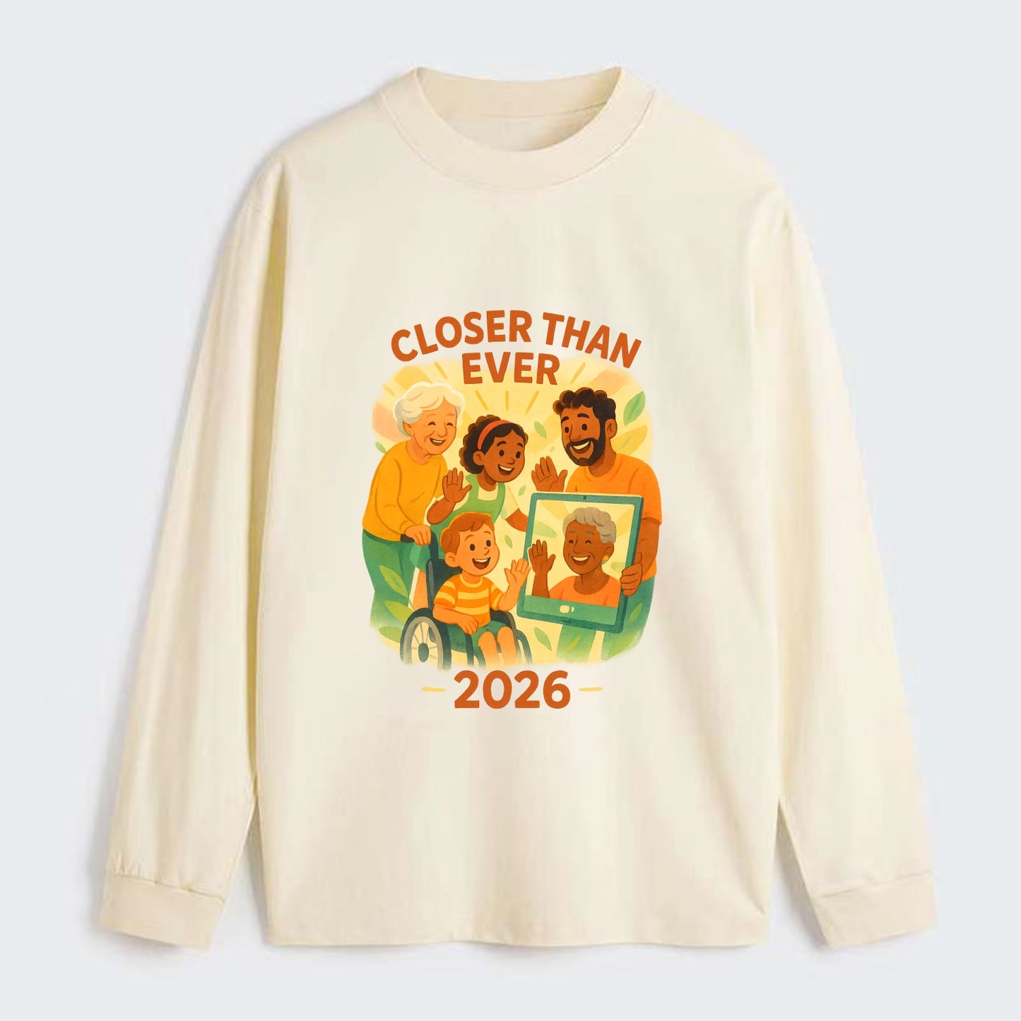 Technology bringing distant families together - "Closer Than Ever" - - Classic Long Sleeve Shirt - Beige