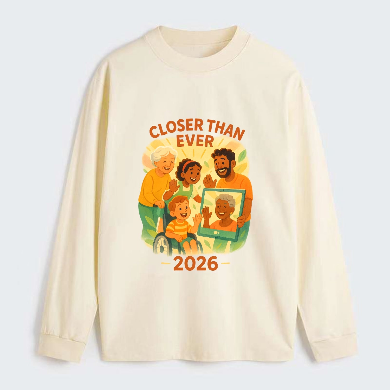 Technology bringing distant families together - "Closer Than Ever" - - Classic Long Sleeve Shirt - Beige