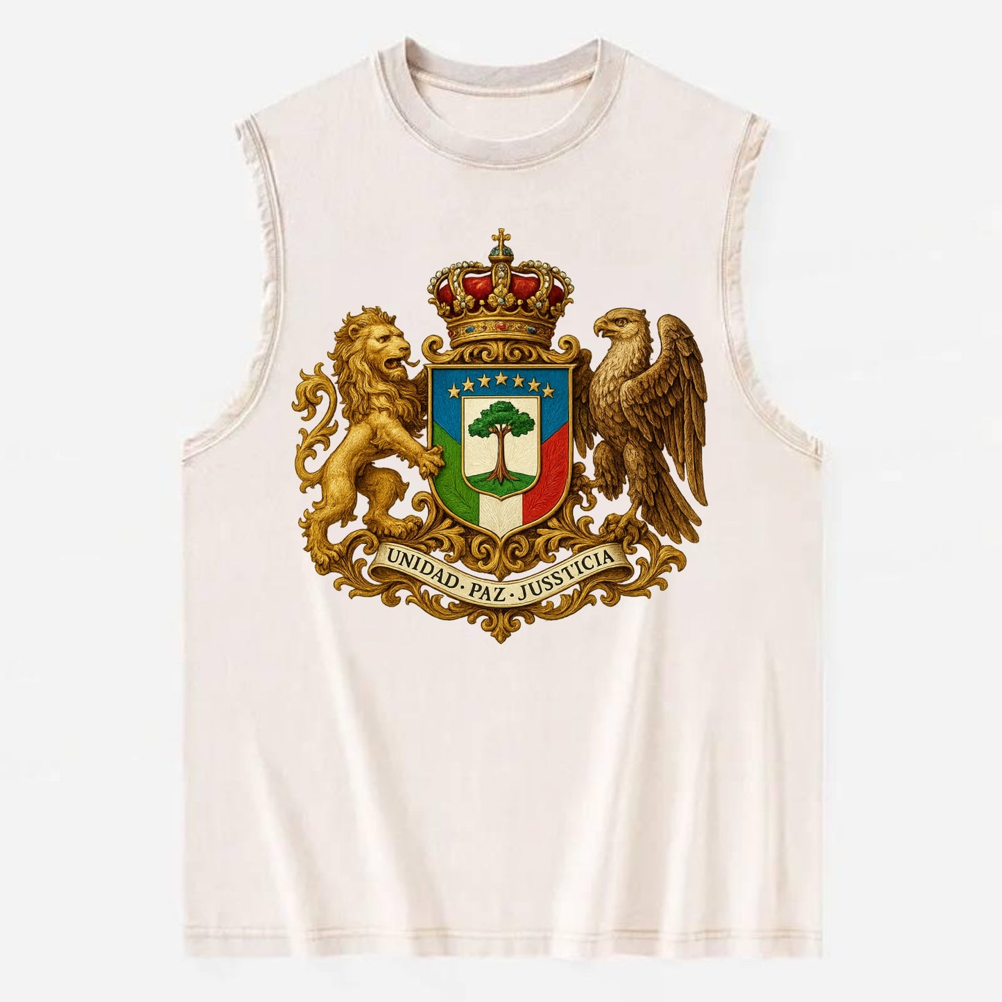 Equatorial Guinea Silk Cotton Tree Emblem - Vintage Washed Tank - Beige