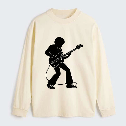 Bass guitarist slap technique - Classic Long Sleeve Shirt - Beige