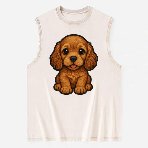 Baby Cocker Spaniel Puppy - long wavy ears, soulful eyes, silky coat, - Vintage Washed Tank