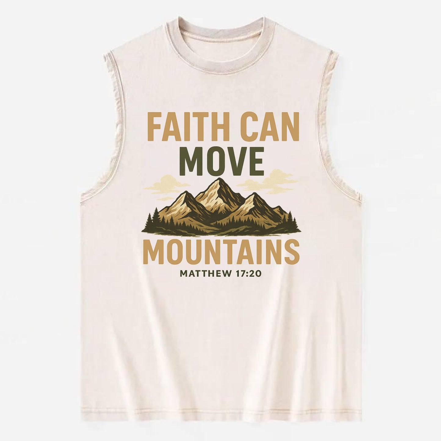 Matthew 17:20 Mountains - Vintage Washed Tank - Beige