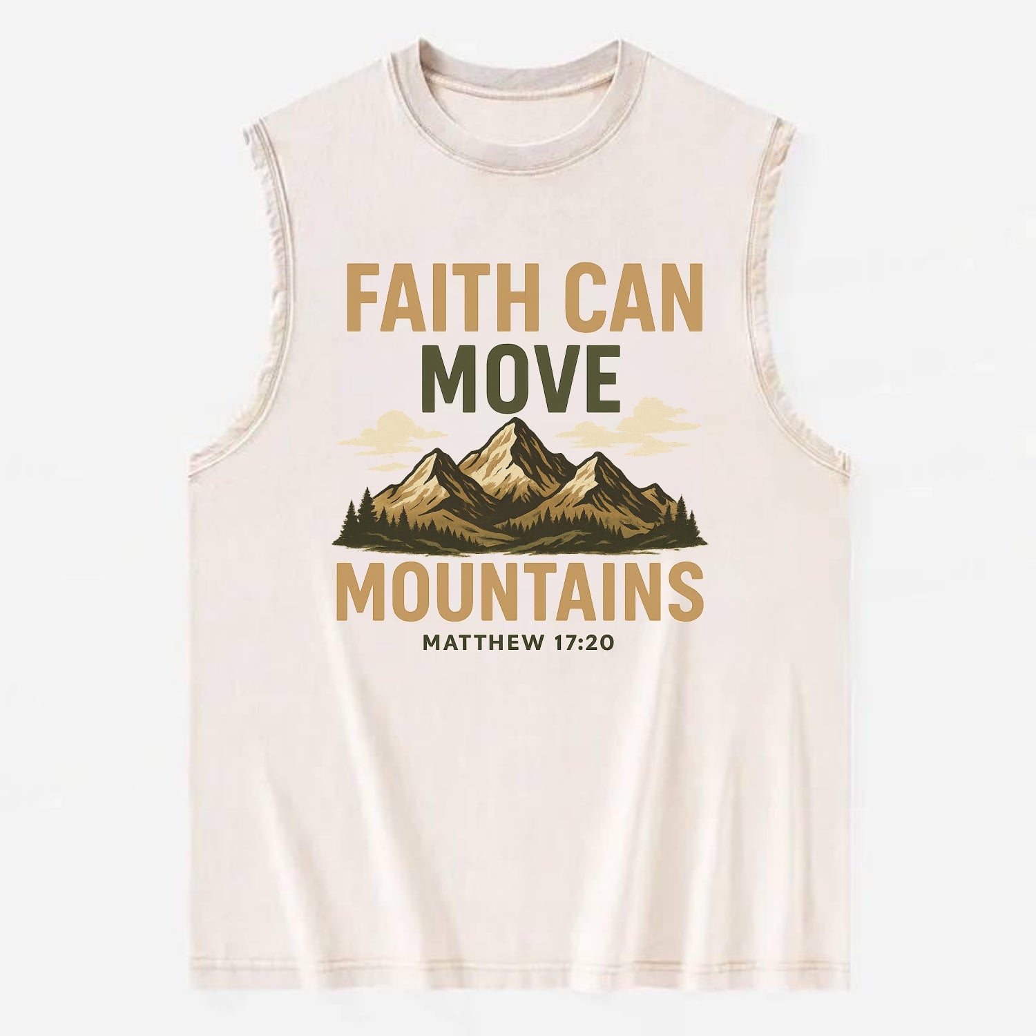 Matthew 17:20 Mountains - Vintage Washed Tank - Beige
