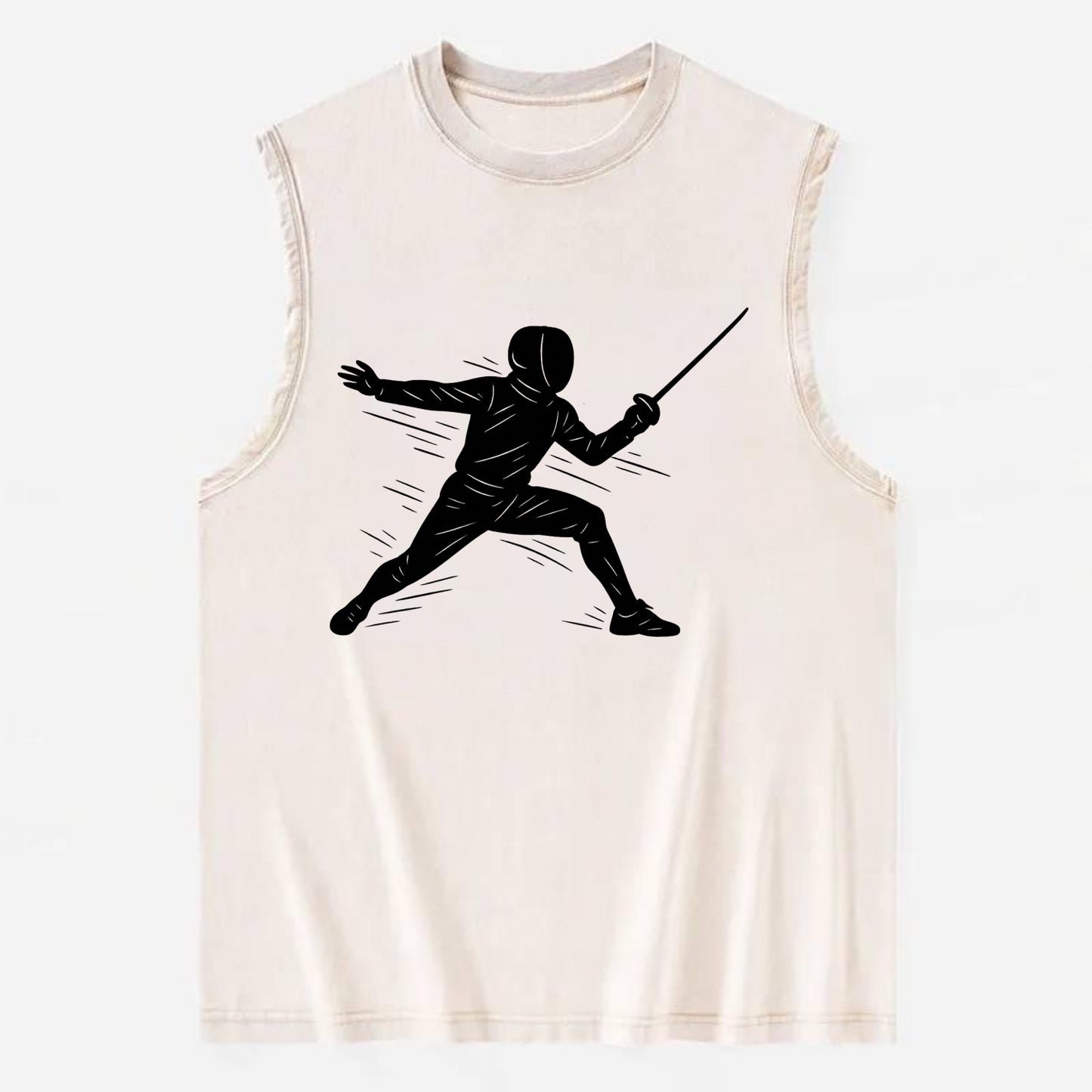 Fencer lunging attack position - Vintage Washed Tank - Beige