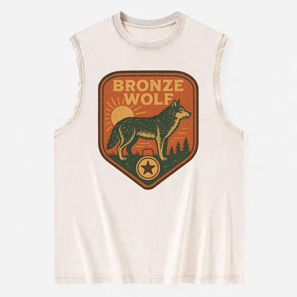 Bronze Wolf Medal  - Vintage Washed Tank - Beige