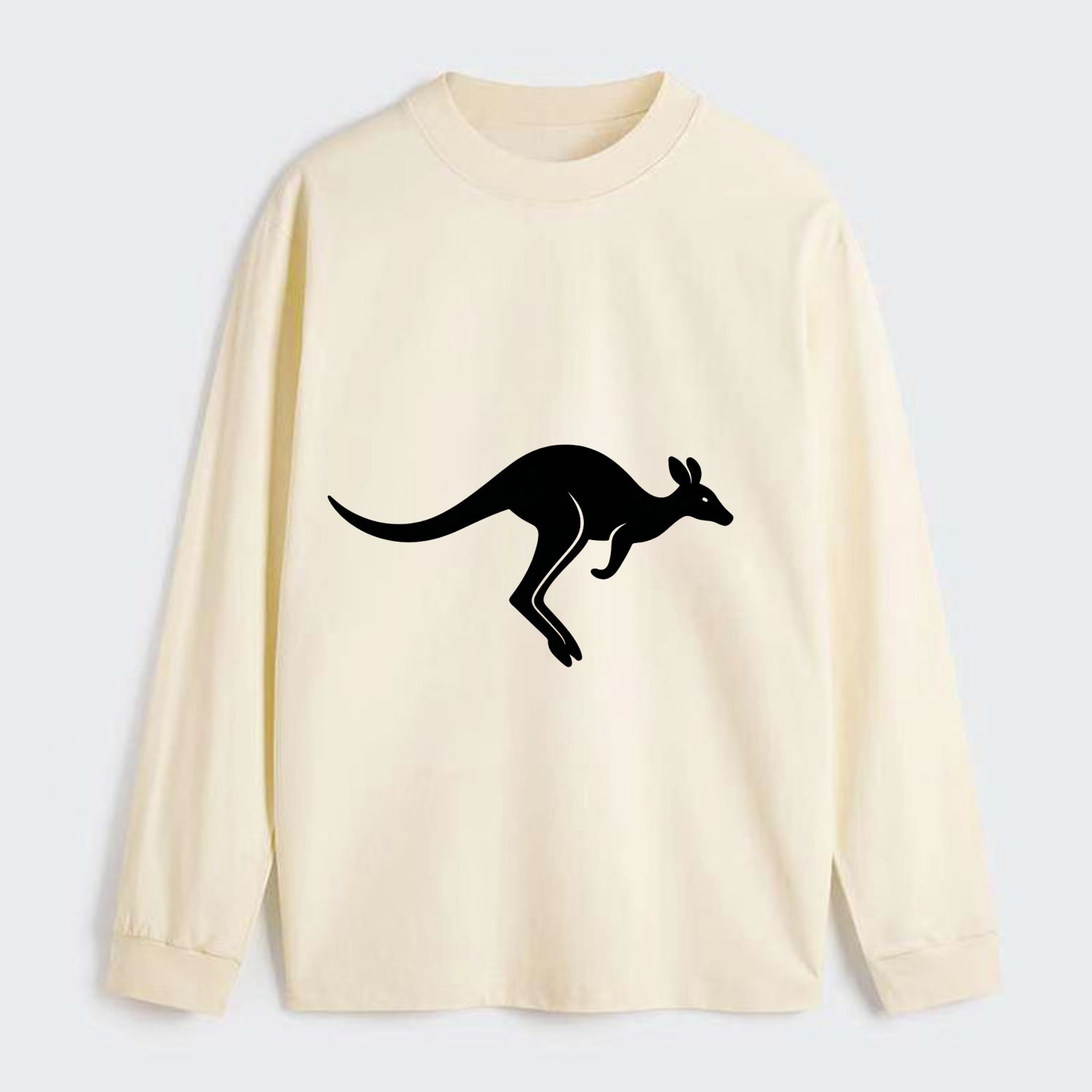 Kangaroo leaping across outback - Classic Long Sleeve Shirt - Beige