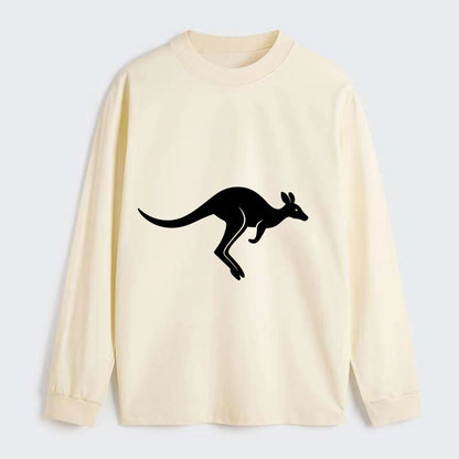Kangaroo leaping across outback - Classic Long Sleeve Shirt - Beige