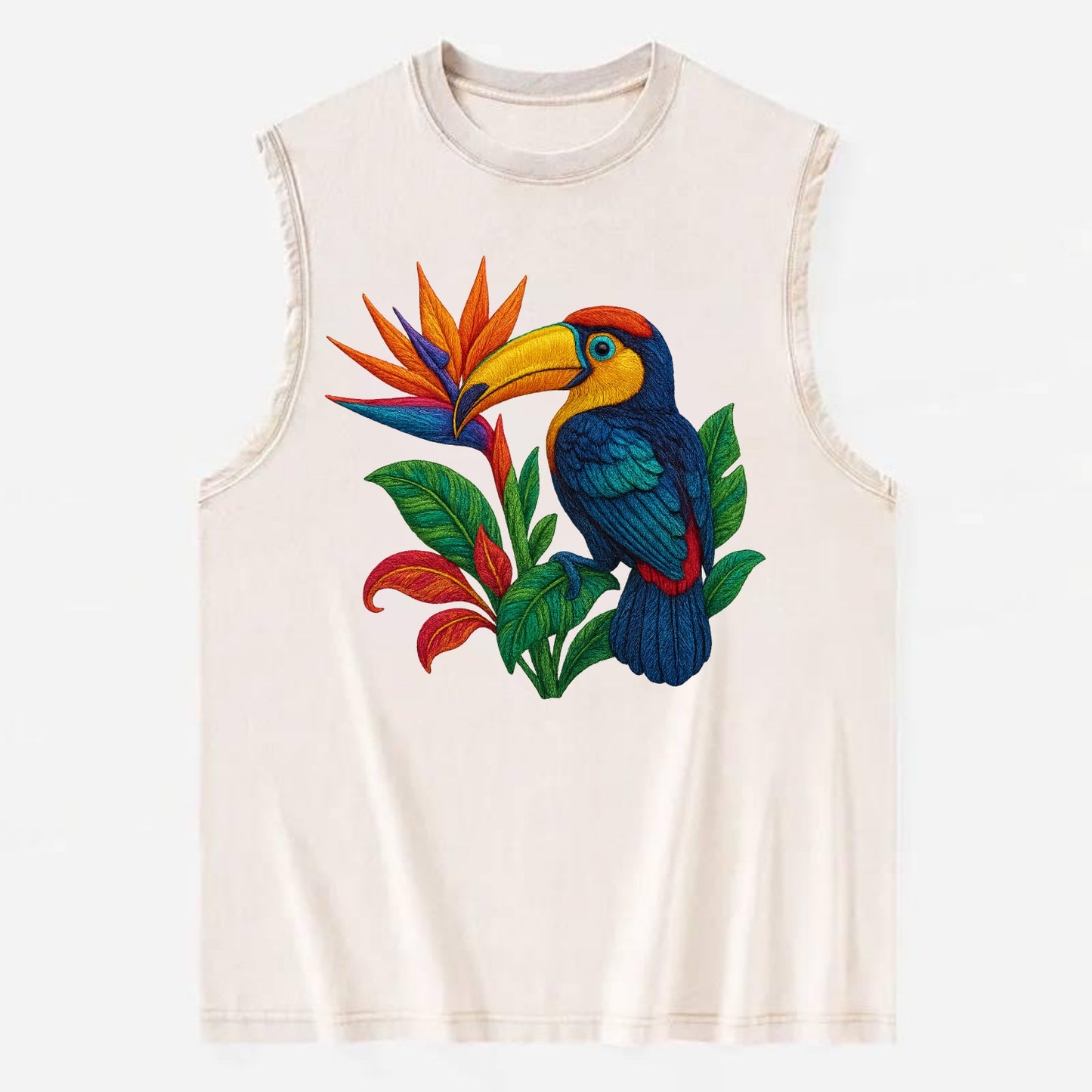 Toucan Paradise - Vintage Washed Tank - Beige