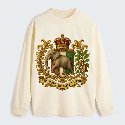 Ivory Coast Heritage Badge - Classic Long Sleeve Shirt - Beige