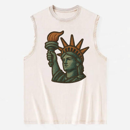 Statue of Liberty  - Vintage Washed Tank - Beige