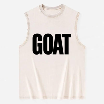 Bold typography design - "GOAT" - greatest of all time - Vintage Washed Tank - Beige