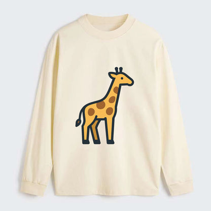 Giraffe - Yellow with brown patches flat side profile - Classic Long Sleeve Shirt - Beige