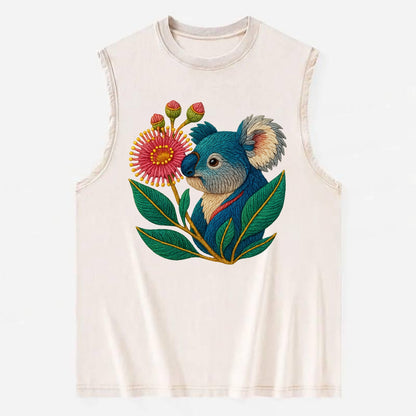 Koala Eucalyptus Bloom - Vintage Washed Tank - Beige