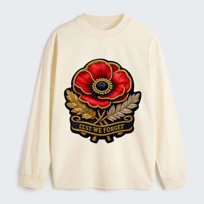 MEMORIAL POPPY - red poppy flower in scarlet , remembrance - Classic Long Sleeve Shirt - Beige