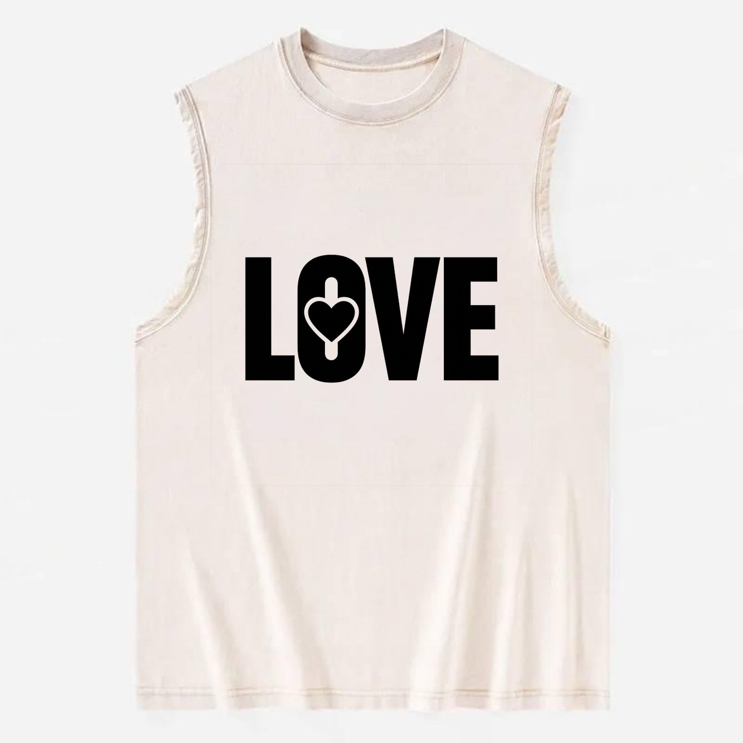 Bold typography design - "LOVE" - universal connection, heart centered - Vintage Washed Tank - Beige